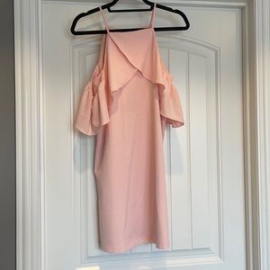 Pink cold shoulder dress